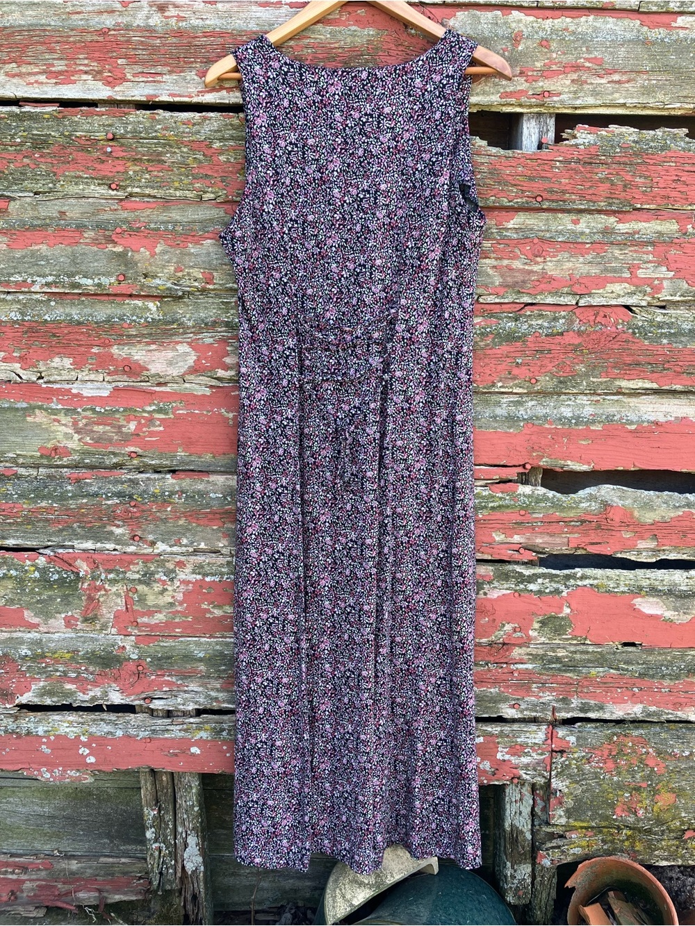 Paris Sport Club 90's Floral Button Front Maxi Dress Purple & Green Ditsy Floral - Picture 9 of 15